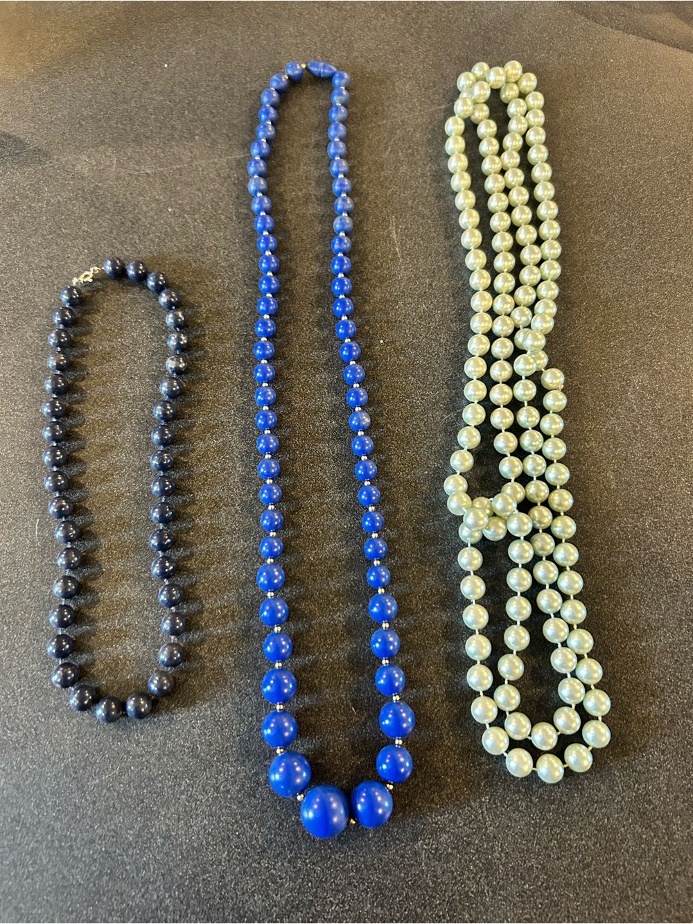 Vintage Blue Bead Necklaces - Women Jewelry- 1980s